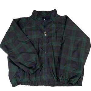 Jerzees Navy Blue Green Plaid Lightweight Zip Up Golf Windbreaker Jacket - NEW